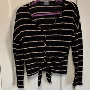 Neely Black and Cream Striped Women's Crop Sweater